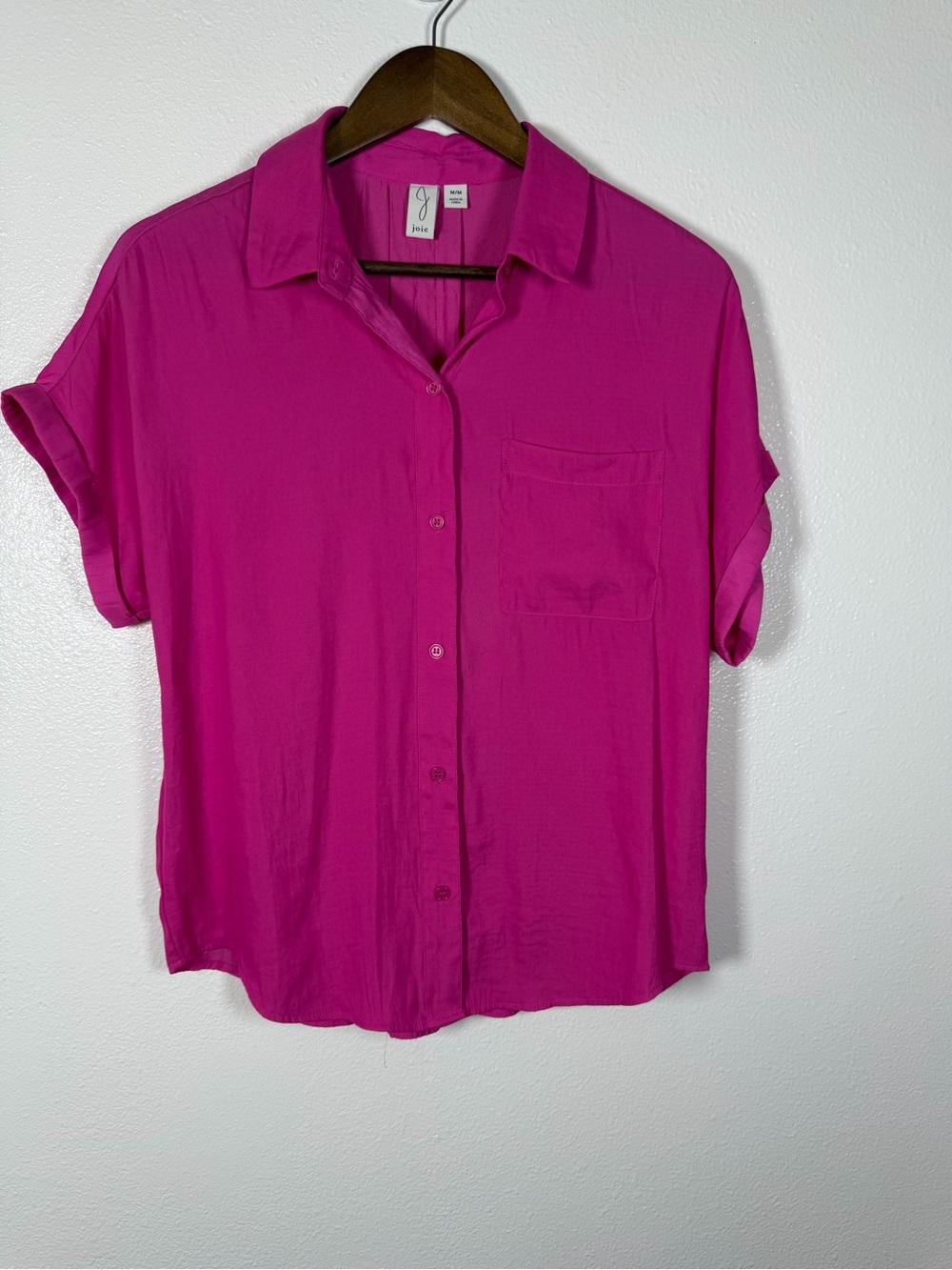 Joie Bright Fuchsia Short Sleeve Button-Down Shirt